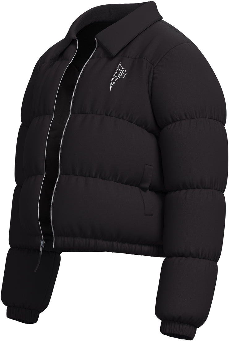 P Angel Cropped Puffer Jacket – Jet Black