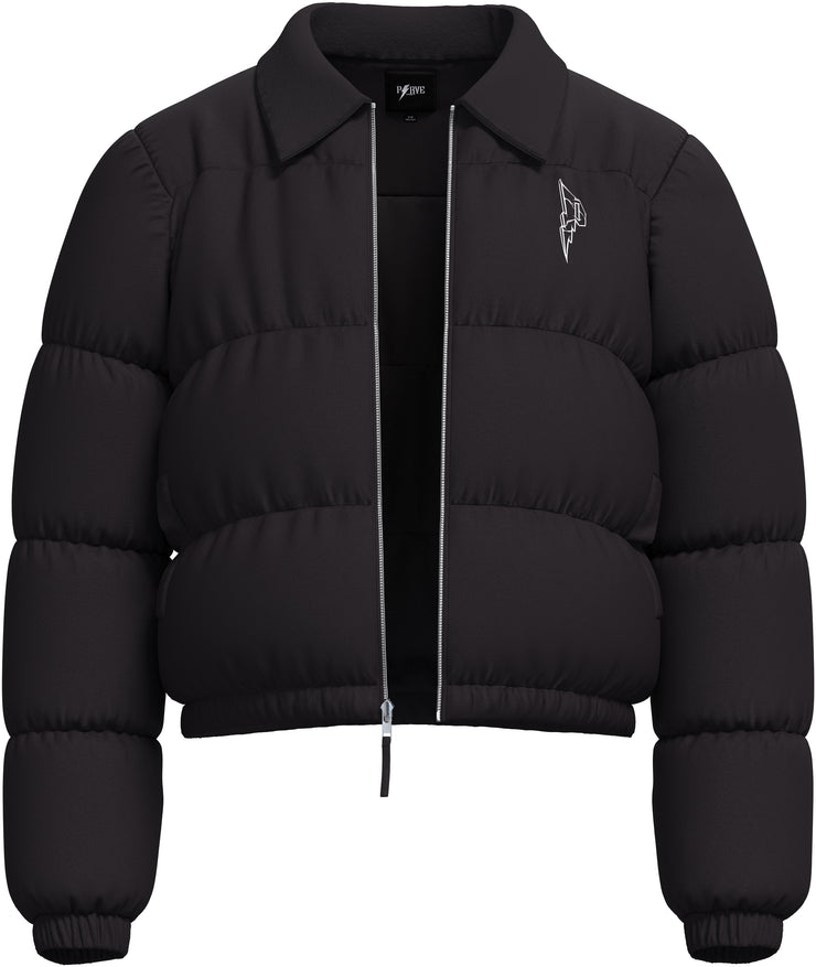 P Angel Cropped Puffer Jacket – Jet Black