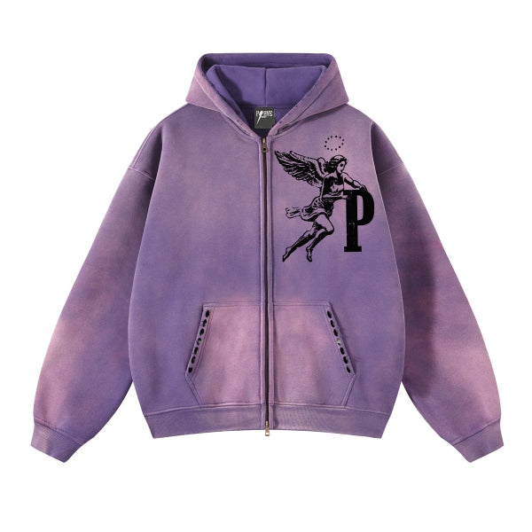 P Angel Purple studded Hoodie
